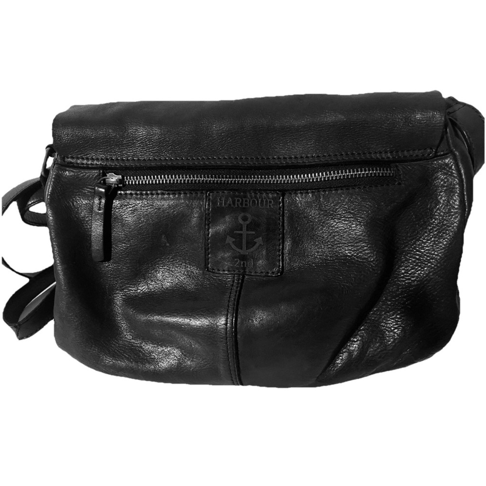Harbour 2nd Smooth Leather Black “Love Rosi” Multi Compartments Crossbody Bag - Picture 5 of 14